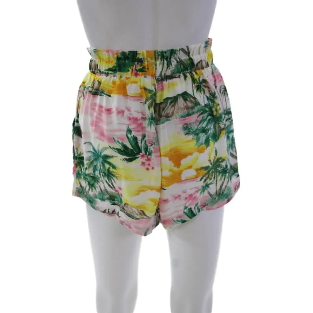 BB Dakota Womesn Palm Tree Print Two Pocket High-Rise Shorts Multicolor Size XS